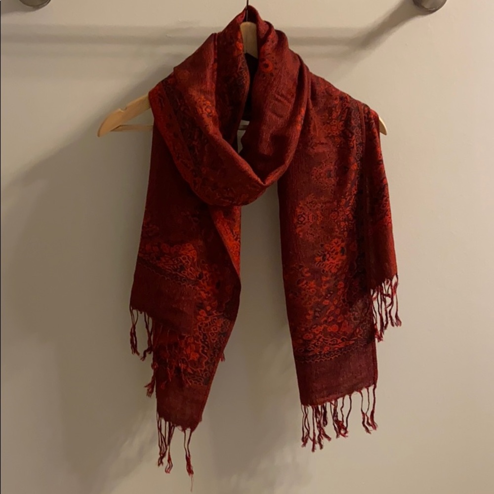 NWOT Red Patterned Pashmina Scarf